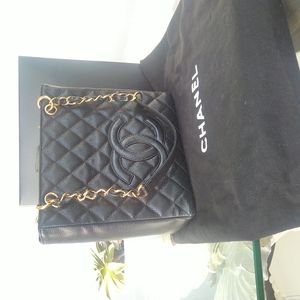 Chanel Black Caviar Small Tote Bag